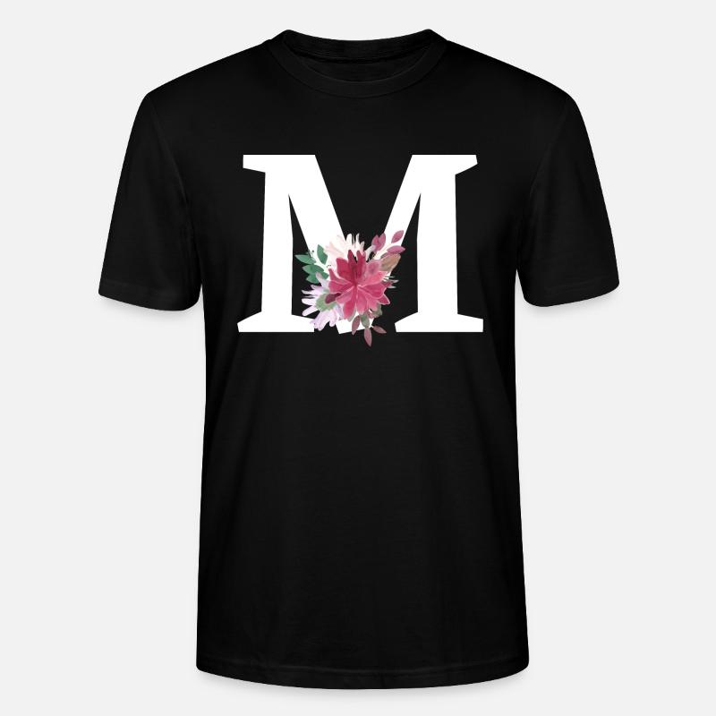 Buchstabe m blumig - Stanley/Stella Unisex Bio-T-Shirt CRAFTER - Schwarz