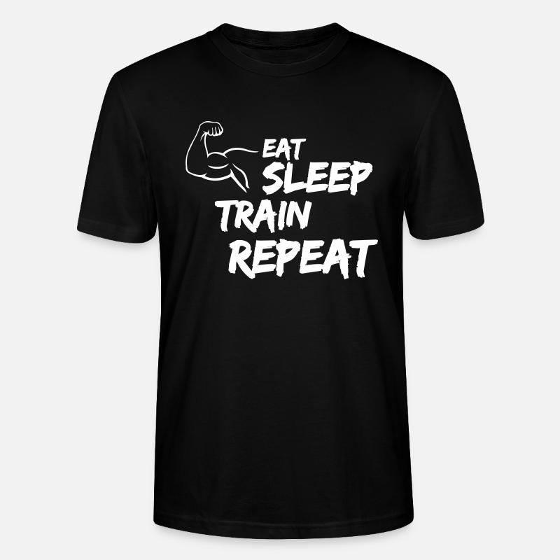 Manger Dormir Train Répéter - T-shirt bio CRAFTER Stanley Stella Unisexe - noir