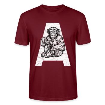 Affe Primat Schimpanse - Stanley/Stella Unisex Bio-T-Shirt CRAFTER - Burgunderrot - Vorne - Alina (178cm) & Michal (187cm)