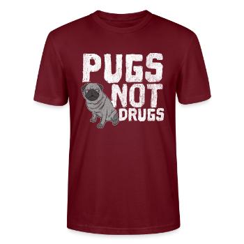 Pugs No Drugs - Stanley/Stella CRAFTER Unisex Organic T-Shirt - burgundy - Front - Alina (178cm) & Michal (187cm)