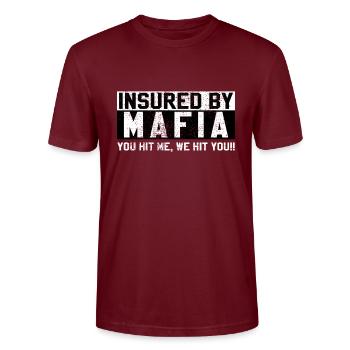 Mafia insurance - Stanley/Stella CRAFTER Unisex Organic T-Shirt - burgundy - Front - Alina (178cm) & Michal (187cm)