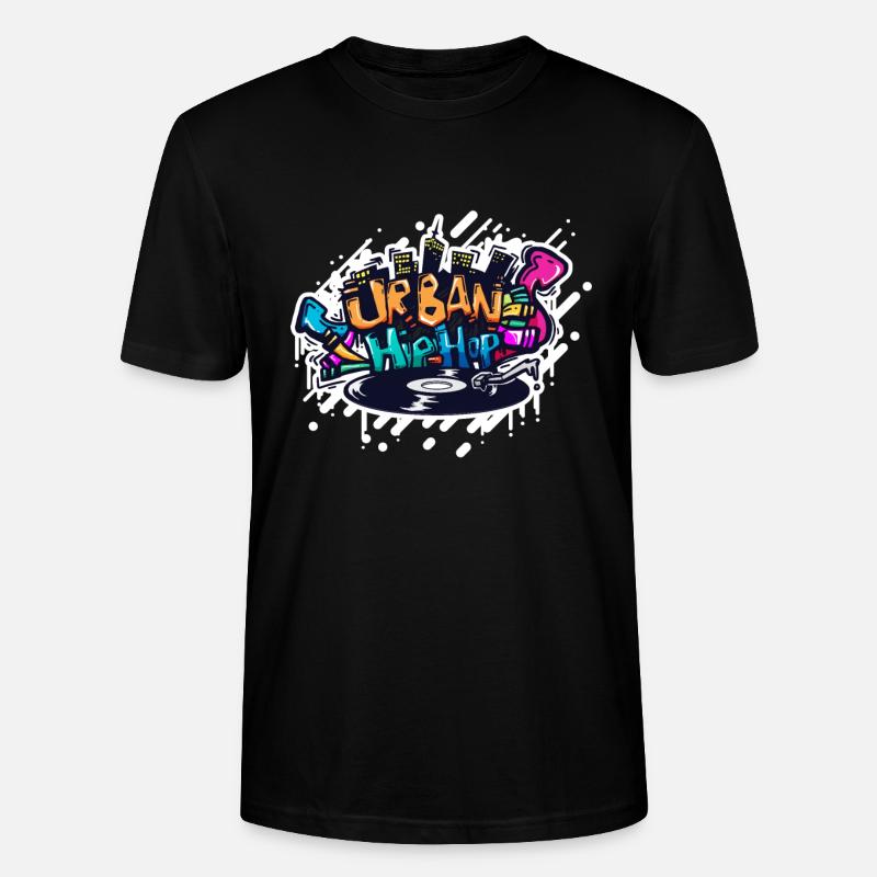 DJ TURNTABLE GRAFFITI - Stanley/Stella CRAFTER Unisex Organic T-Shirt - black