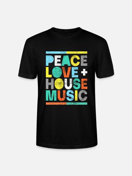 Frieden Liebe Haus Musik - Stanley/Stella Unisex Bio-T-Shirt CRAFTER - Schwarz