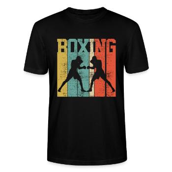 Boks retro - Ekologiczna koszulka typu unisex Stanley/Stella CRAFTER - czarny - Przód - Alina (178cm) & Michal (187cm)
