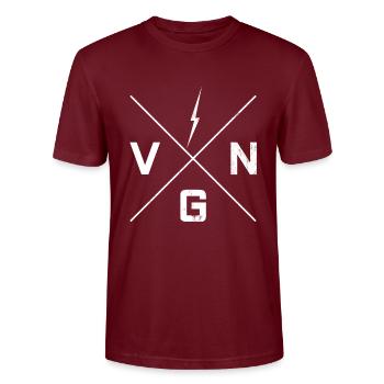 Vegan Power Protein - Stanley/Stella CRAFTER Unisex Organic T-Shirt - burgundy - Front - Alina (178cm) & Michal (187cm)