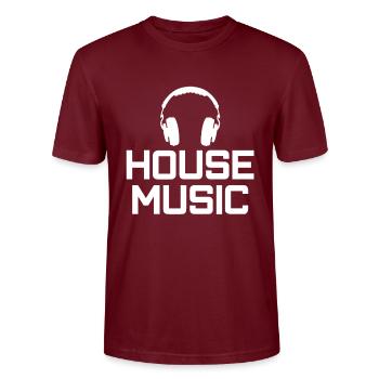 Music Techno DJ - Stanley/Stella CRAFTER Unisex Organic T-Shirt - burgundy - Front - Alina (178cm) & Michal (187cm)