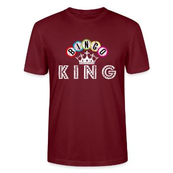 Bingo Casino Night Crown Bingo King - Stanley/Stella CRAFTER Unisex Organic T-Shirt - burgundy - Front - Alina (178cm) & Michal (187cm)