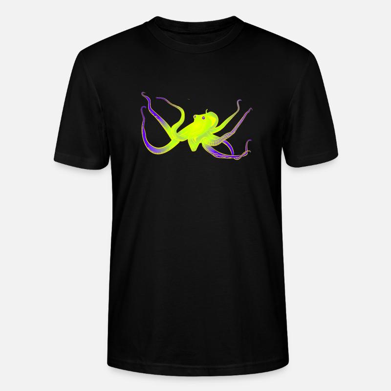 Krake neon - Stanley/Stella Unisex Bio-T-Shirt CRAFTER - Schwarz