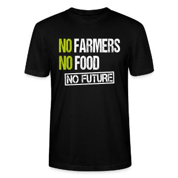 Farmer Demo No Farmers No Food No Future - Stanley/Stella CRAFTER Unisex Organic T-Shirt - black - Front - Alina (178cm) & Michal (187cm)
