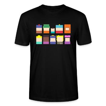 Un parc dans les personnages de dessins animés du sud - T-shirt bio CRAFTER Stanley Stella Unisexe - noir - Devant - Alina (178cm) & Michal (187cm)