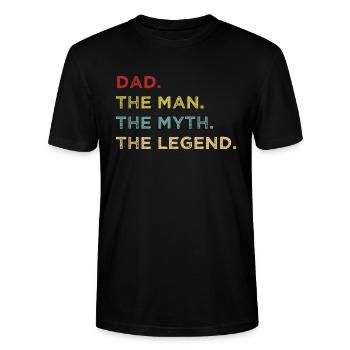Papa l'homme le mythe la légende - citation cool - T-shirt bio CRAFTER Stanley Stella Unisexe - noir - Devant - Alina (178cm) & Michal (187cm)