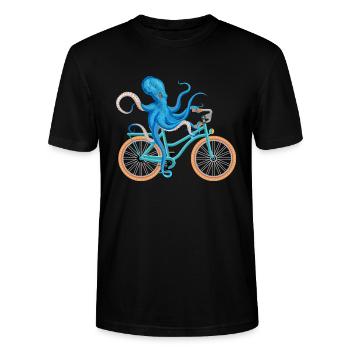 Octopus Cycling - Stanley/Stella Unisex Bio-T-Shirt CRAFTER - Schwarz - Vorne - Alina (178cm) & Michal (187cm)