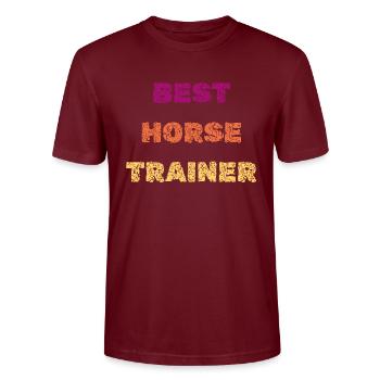 Best Horse Trainer - Stanley/Stella CRAFTER Unisex Organic T-Shirt - burgundy - Front - Alina (178cm) & Michal (187cm)