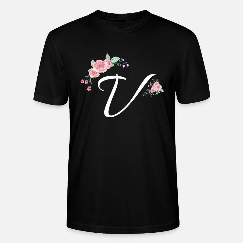 Buchstabe v Blumen - Stanley/Stella Unisex Bio-T-Shirt CRAFTER - Schwarz