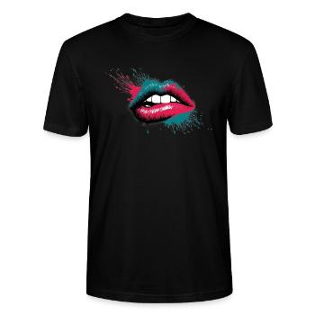 Hot Lips - Stanley/Stella CRAFTER Unisex Organic T-Shirt - black - Front - Alina (178cm) & Michal (187cm)