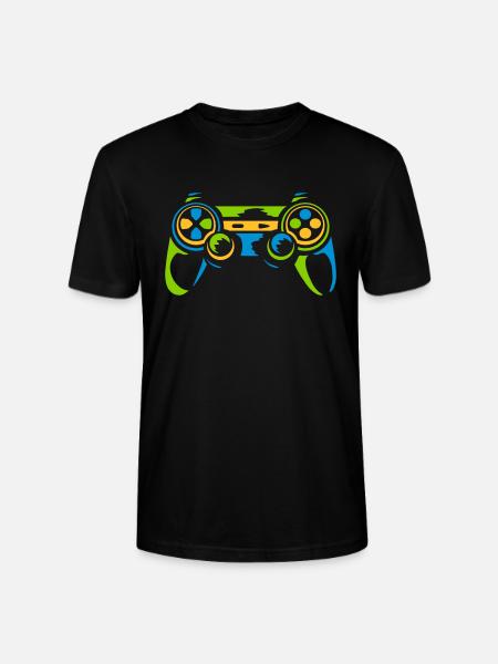 Bunter Controller Retro Konsole - Stanley/Stella Unisex Bio-T-Shirt CRAFTER - Schwarz