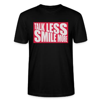 parler moins sourire plus - T-shirt bio CRAFTER Stanley Stella Unisexe - noir - Devant - Alina (178cm) & Michal (187cm)