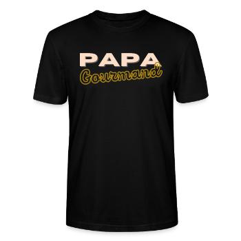 Papa Gourmand - T-shirt bio CRAFTER Stanley Stella Unisexe - noir - Devant - Alina (178cm) & Michal (187cm)