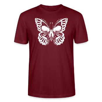 Skull Butterfly normal - Stanley/Stella CRAFTER Unisex Organic T-Shirt - burgundy - Front - Alina (178cm) & Michal (187cm)
