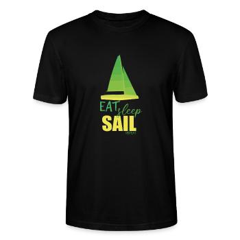 Segelboote - Stanley/Stella Unisex Bio-T-Shirt CRAFTER - Schwarz - Vorne - Alina (178cm) & Michal (187cm)