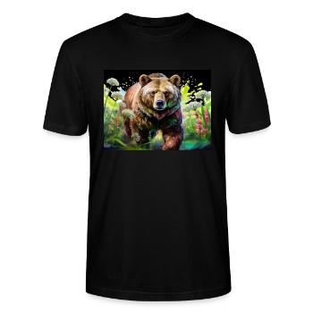 Ours déterminé - T-shirt bio CRAFTER Stanley Stella Unisexe - noir - Devant - Alina (178cm) & Michal (187cm)