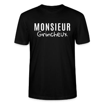Monsieur grincheux. Cadeau Homme Humour Mode - T-shirt bio CRAFTER Stanley Stella Unisexe - noir - Devant - Alina (178cm) & Michal (187cm)