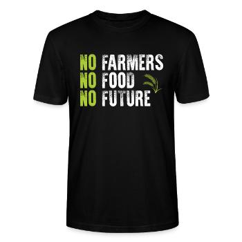 No Farmers No Food No Future Farmer Farmer Demo - Stanley/Stella CRAFTER Unisex Organic T-Shirt - black - Front - Alina (178cm) & Michal (187cm)
