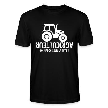 Bauer, Bauer, Bauer, Traktor - Stanley/Stella Unisex Bio-T-Shirt CRAFTER - Schwarz - Vorne - Alina (178cm) & Michal (187cm)