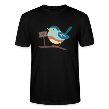 Dicker Vogel - Stanley/Stella Unisex Bio-T-Shirt CRAFTER - Schwarz - Vorne - Alina (178cm) & Michal (187cm)
