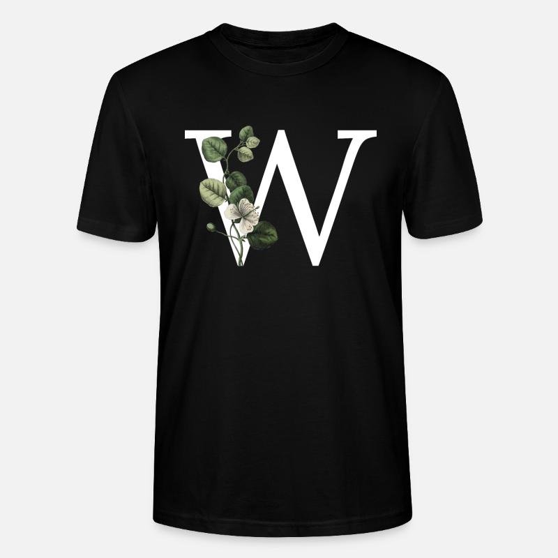 lettre w botanique vert - T-shirt bio CRAFTER Stanley Stella Unisexe - noir