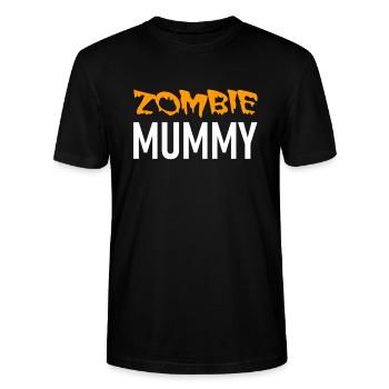 Zombie Mummy - Halloween - Kürbis - Hexe - Horror - Stanley/Stella Unisex Bio-T-Shirt CRAFTER - Schwarz - Vorne - Alina (178cm) & Michal (187cm)