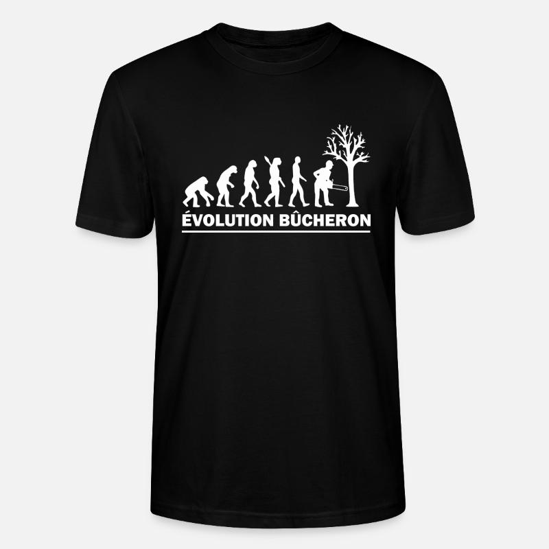 Évolution bûcheron - humour homme - T-shirt bio CRAFTER Stanley Stella Unisexe - noir