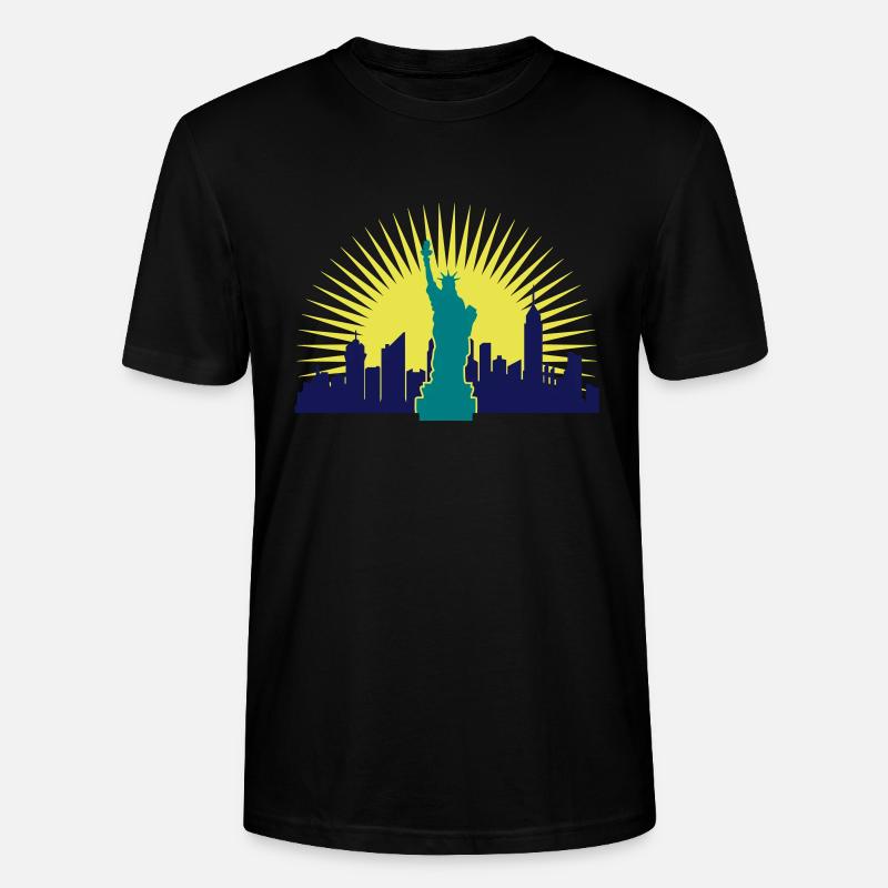 Sonne Hochhäuser Freiheitsstatue - Stanley/Stella Unisex Bio-T-Shirt CRAFTER - Schwarz