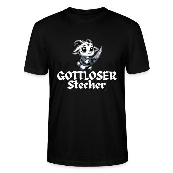 Godless Engraver - Stanley/Stella CRAFTER Unisex Organic T-Shirt - black - Front - Alina (178cm) & Michal (187cm)