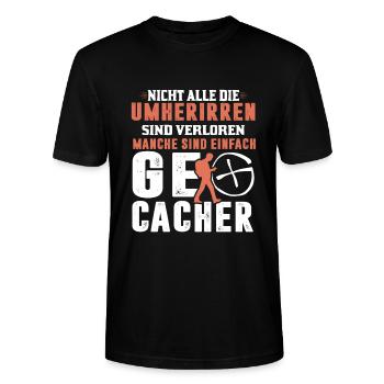 Geocacher Geocaching Chaches Spruch Geocache Motiv - Stanley/Stella Unisex Bio-T-Shirt CRAFTER - Schwarz - Vorne - Alina (178cm) & Michal (187cm)