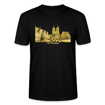 Wittenberg Lutherstadt Sachsen-Anhalt Stadtkirche - Stanley/Stella Unisex Bio-T-Shirt CRAFTER - Schwarz - Vorne - Alina (178cm) & Michal (187cm)