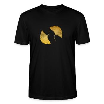 goldene Ginkgo Blätter - Stanley/Stella Unisex Bio-T-Shirt CRAFTER - Schwarz - Vorne - Alina (178cm) & Michal (187cm)