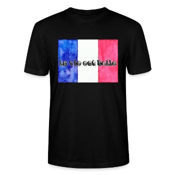 la vie est belle - da Leben ist schön - Stanley/Stella Unisex Bio-T-Shirt CRAFTER - Schwarz - Vorne - Alina (178cm) & Michal (187cm)