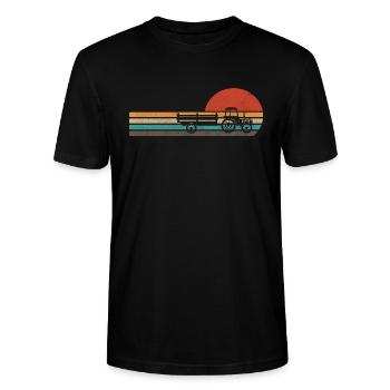 Traktor Vintage Bauer - Stanley/Stella Unisex Bio-T-Shirt CRAFTER - Schwarz - Vorne - Alina (178cm) & Michal (187cm)