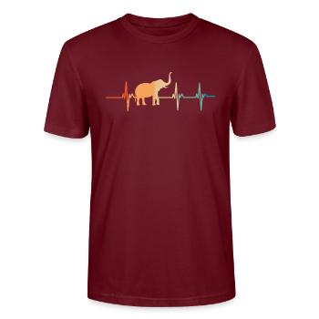 Elefantenherzschlag - Stanley/Stella Unisex Bio-T-Shirt CRAFTER - Burgunderrot - Vorne - Alina (178cm) & Michal (187cm)