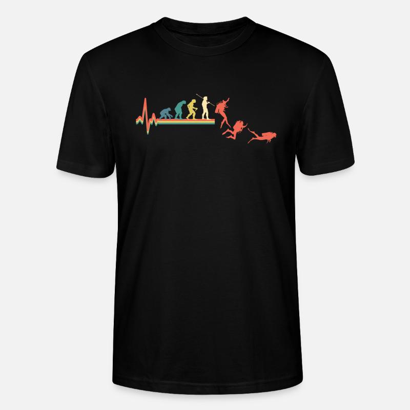 Diver Diving Evolution Retro - Stanley/Stella CRAFTER Unisex Organic T-Shirt - black
