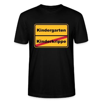 Ortsschild Kinderkrippe - Stanley/Stella Unisex Bio-T-Shirt CRAFTER - Schwarz - Vorne - Alina (178cm) & Michal (187cm)