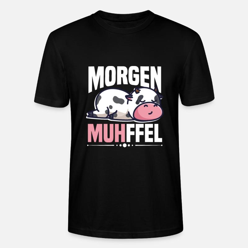 Morgenmuffel Kuh Motiv MUHffel - Stanley/Stella Unisex Bio-T-Shirt CRAFTER - Schwarz