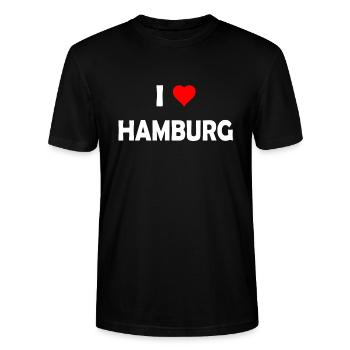 I love Hamburg - Deutschland - Germany - Stanley/Stella Unisex Bio-T-Shirt CRAFTER - Schwarz - Vorne - Alina (178cm) & Michal (187cm)