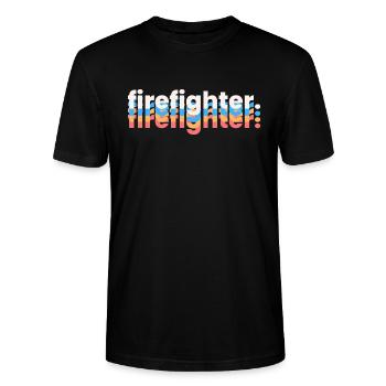 Firefighter Schriftzug bunt - Stanley/Stella Unisex Bio-T-Shirt CRAFTER - Schwarz - Vorne - Alina (178cm) & Michal (187cm)