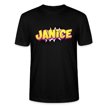 Janice Nom personnalisé Style bande dessinée Pop Art, - T-shirt bio CRAFTER Stanley Stella Unisexe - noir - Devant - Alina (178cm) & Michal (187cm)