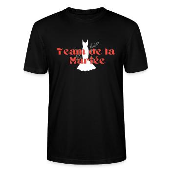 Bride's Team - Passendes Braut T-Shirt - Stanley/Stella Unisex Bio-T-Shirt CRAFTER - Schwarz - Vorne - Alina (178cm) & Michal (187cm)