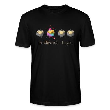 be different - be you / Statement Design - Stanley/Stella Unisex Bio-T-Shirt CRAFTER - Schwarz - Vorne - Alina (178cm) & Michal (187cm)