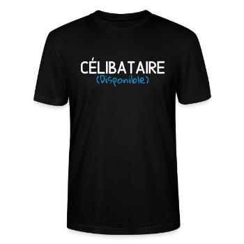 T shirt Célibataire disponible. cadeau homme célib - T-shirt bio CRAFTER Stanley Stella Unisexe - noir - Devant - Alina (178cm) & Michal (187cm)