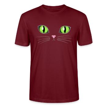 Cat's eyes - Stanley/Stella CRAFTER Unisex Organic T-Shirt - burgundy - Front - Alina (178cm) & Michal (187cm)